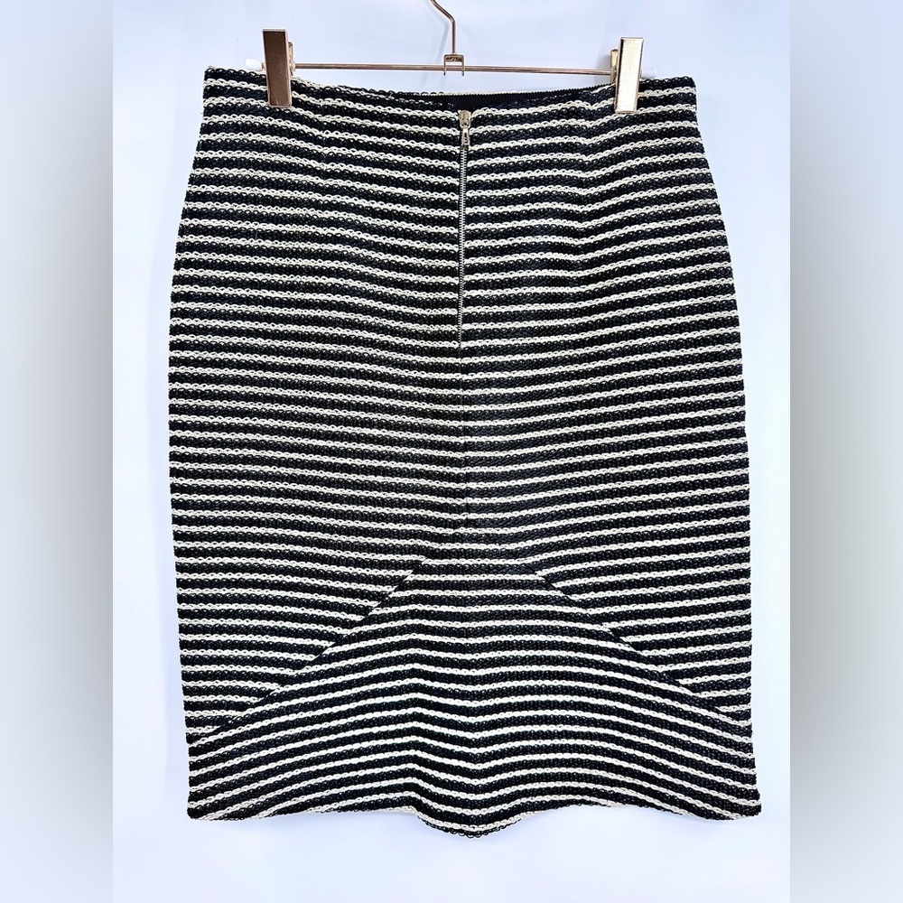 LES COPAINS Striped Raffia Woven Pencil Skirt Made In Italy 42 - Picture 3 of 10